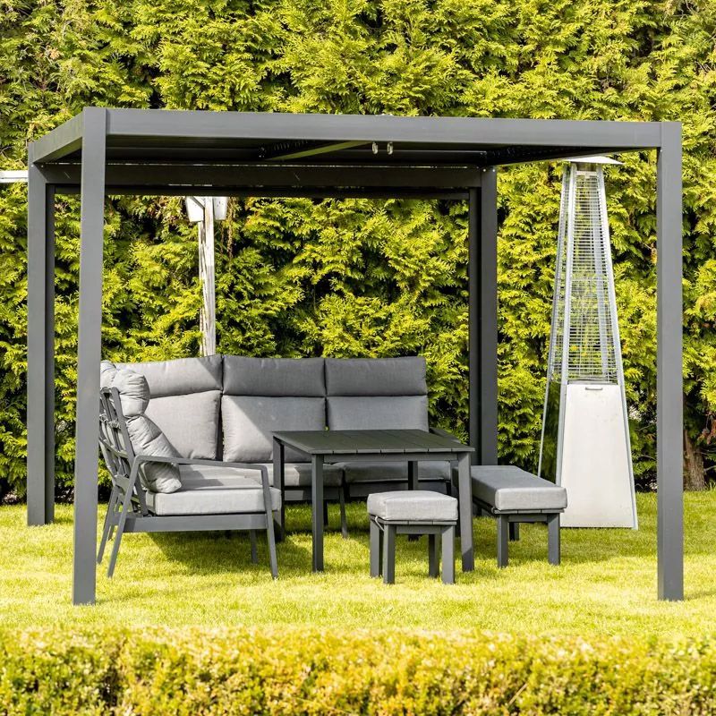 Pergola Ogrodowa Esti & Esta 3x4 Aluminiowa Z Oświetleniem Led Regulowany Dach 1 szt.