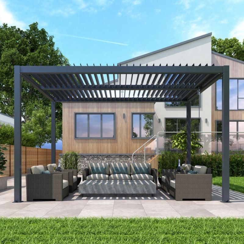 Pergola Ogrodowa Esti&Esta 4x4  Aluminiowa Z Oświetleniem LED Regulowany Dach 1 szt