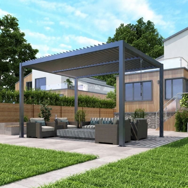 Pergola Ogrodowa Esti&Esta 4x4  Aluminiowa Z Oświetleniem LED Regulowany Dach 1 szt