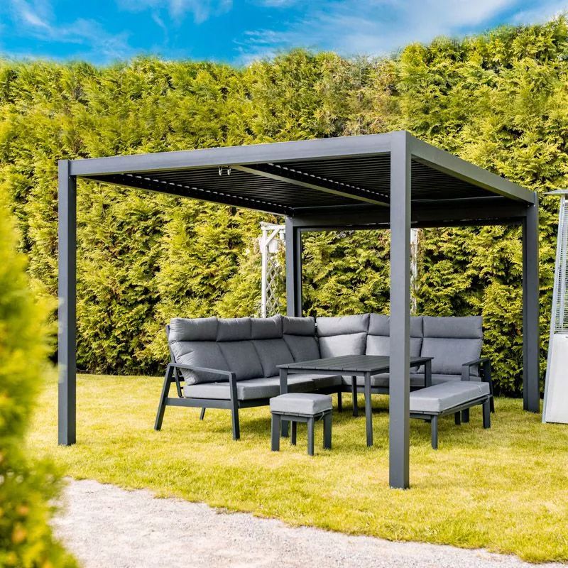 Pergola Ogrodowa Esti&Esta 4x4  Aluminiowa Z Oświetleniem LED Regulowany Dach 1 szt