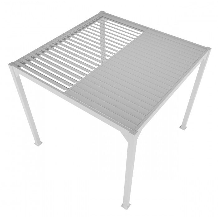 Pergola Ogrodowa Esti&Esta 4x4 Biała Aluminiowa Regulowany Dach Z Oświetleniem Led 1szt