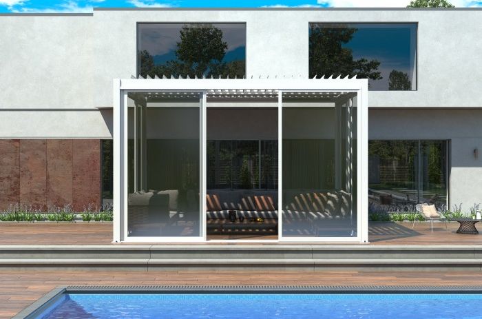 Pergola Ogrodowa Esti&Esta 4x4 Biała Aluminiowa Regulowany Dach Z Oświetleniem Led 1szt