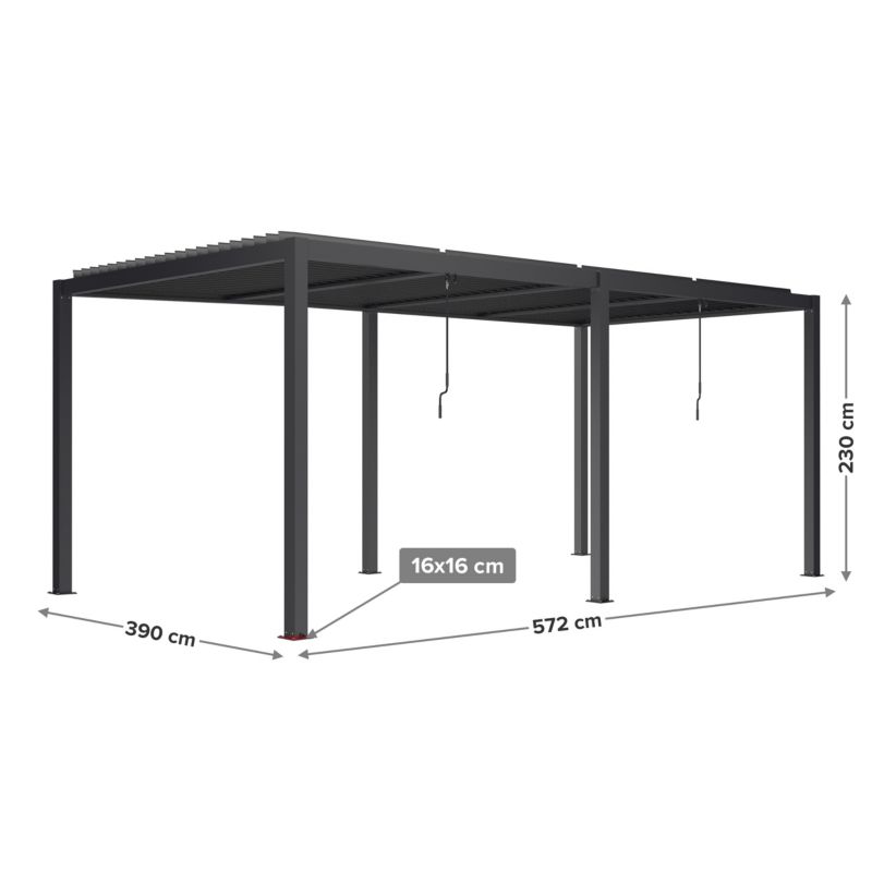 Pergola Ogrodowa Esti&Esta 5.8x4M Aluminiowa z Oświetleniem LED Regulowany Dach Antracyt 1 szt