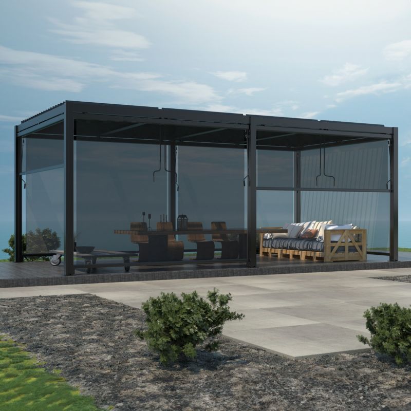 Pergola Ogrodowa Esti&Esta 5.8x4M Aluminiowa z Oświetleniem LED Regulowany Dach Antracyt 1 szt