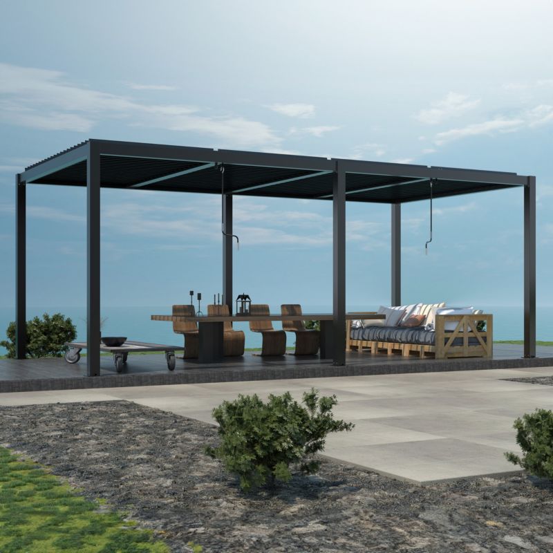 Pergola Ogrodowa Esti&Esta 5.8x4M Aluminiowa z Oświetleniem LED Regulowany Dach Antracyt 1 szt