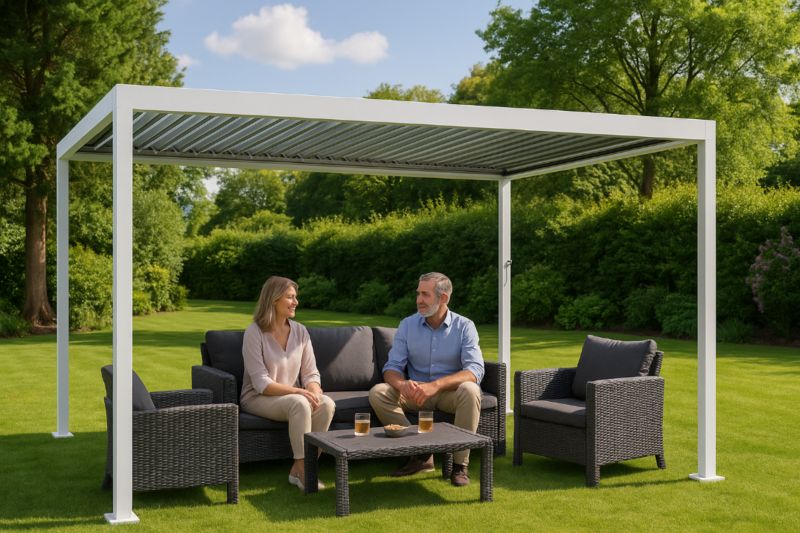 Pergola ogrodowa JUMI 3x4 m z regulowanym dachem aluminiowa biała na taras mocna 1 szt.