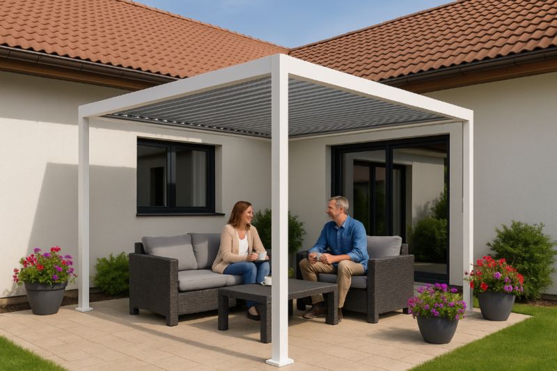 Pergola ogrodowa JUMI 3x4 m z regulowanym dachem aluminiowa biała na taras mocna 1 szt.