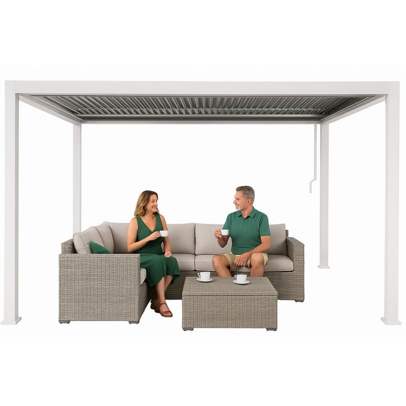 Pergola ogrodowa JUMI 3x4 m z regulowanym dachem aluminiowa biała na taras mocna 1 szt.