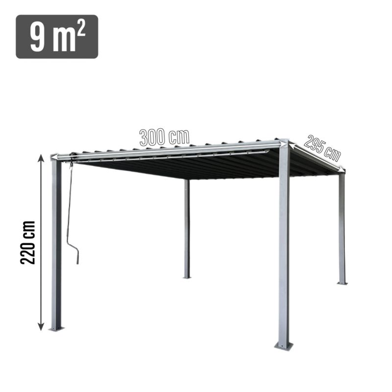 Pergola ogrodowa multiklimatyczna 4iQ Group 3x3m 9mkw regulowany stalowy dach 1szt.