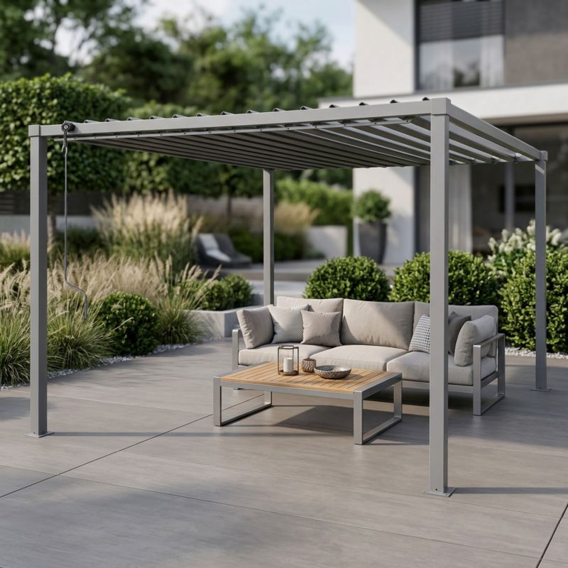 Pergola ogrodowa multiklimatyczna 4iQ Group 3x3m 9mkw regulowany stalowy dach 1szt.