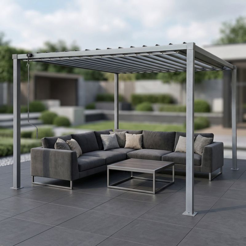 Pergola ogrodowa multiklimatyczna 4iQ Group 3x3m 9mkw regulowany stalowy dach 1szt.