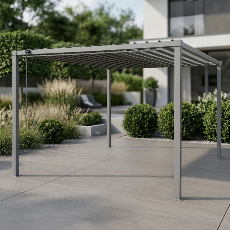 Pergola ogrodowa multiklimatyczna 4iQ Group 3x3m 9mkw regulowany stalowy dach 1szt.