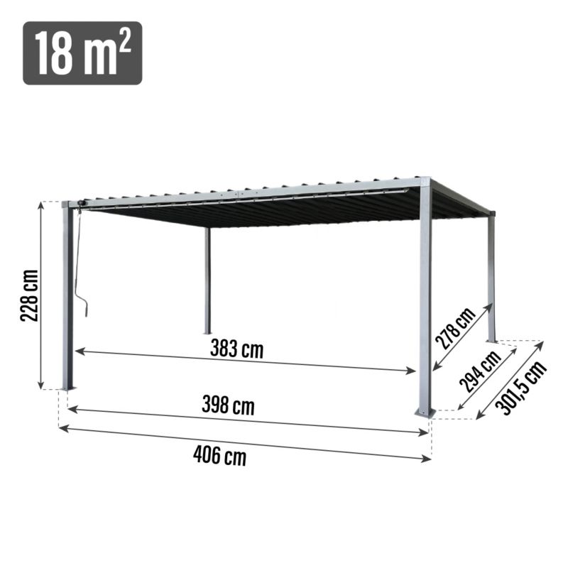 Pergola ogrodowa multiklimatyczna 4iQ Group 3x4m 12mkw regulowany stalowy dach 1szt.