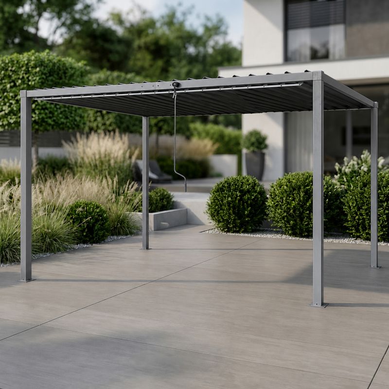 Pergola ogrodowa multiklimatyczna 4iQ Group 3x4m 12mkw regulowany stalowy dach 1szt.