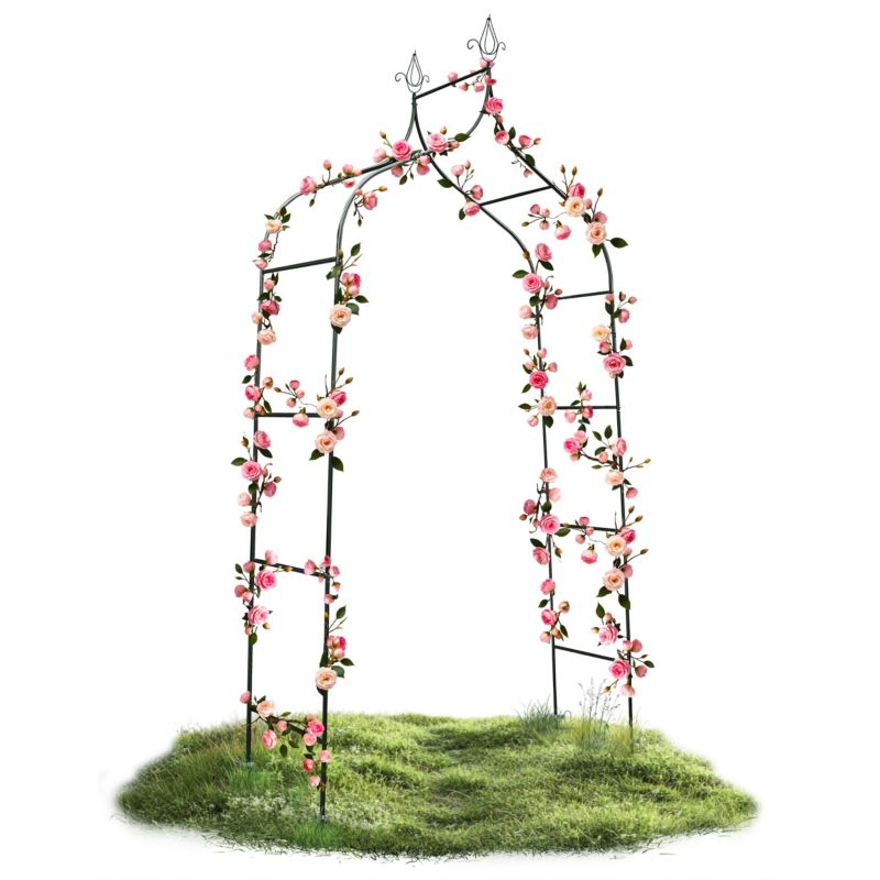 Pergola ogrodowa Plonos metalowa 265x140cm zielona na kwiaty róże 1 szt.