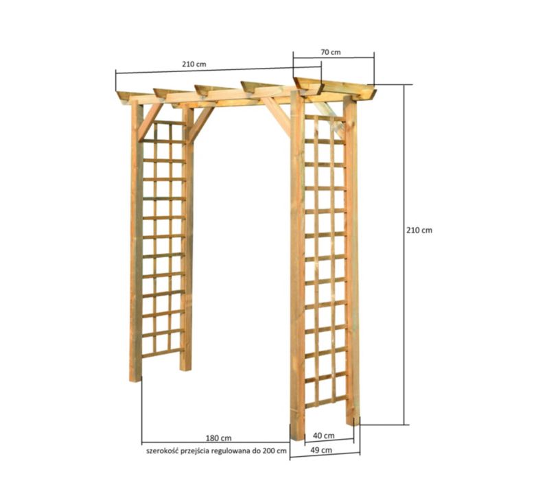 Pergola prosta Wellton 70 x 180 x 210 cm 1 szt.