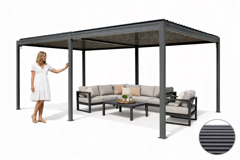 Pergola Tarasowa Corciano Borneo z otwieranym dachem Altana Aluminiowa Antracyt 3x6m 1szt.
