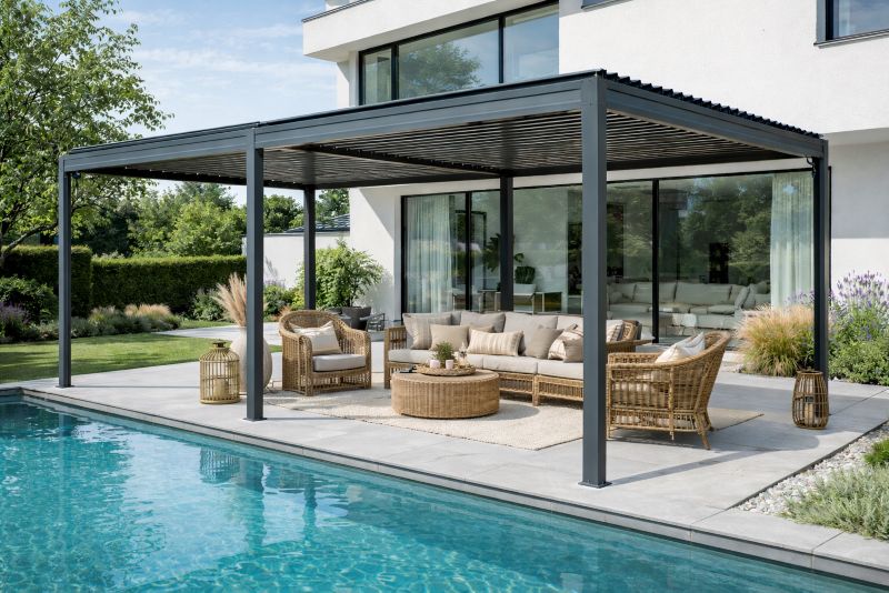 Pergola Tarasowa Corciano Borneo z otwieranym dachem Altana Aluminiowa Antracyt 3x6m 1szt.