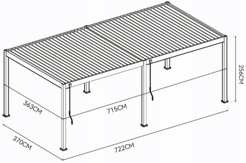 Pergola Tarasowa Gutroof Ogrodowa Duża 3,6x7,2 Deluxe Antracytowa Podwójna Dachem 1 szt