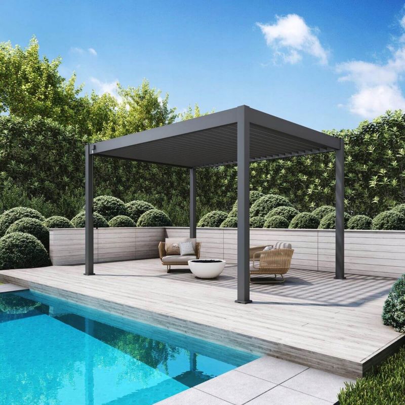 Pergola Tarasowa Gutroof Ogrodowa Na Taras Elegance 3x4 Antracyt Czarna 1 szt
