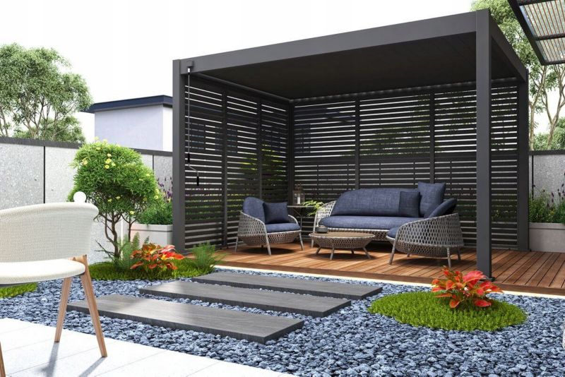 Pergola Tarasowa Gutroof Ogrodowa Na Taras Elegance 3x4 Antracyt Czarna 1 szt