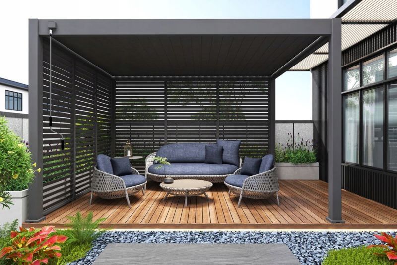 Pergola Tarasowa Gutroof Ogrodowa Na Taras Elegance 3x4 Antracyt Czarna 1 szt