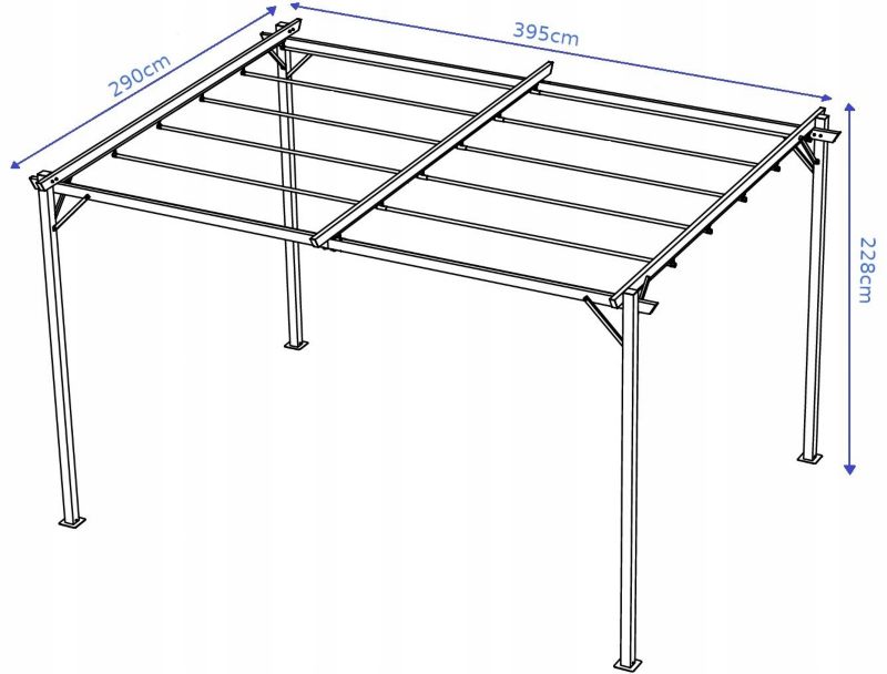 Pergola Tarasowa Hardmaister Ogrodowa 290x395cm Metalowa Sprint 3x4m Szara 1 szt