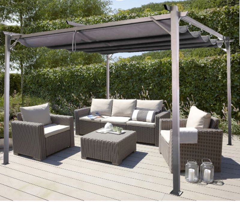 Pergola Tarasowa Hardmaister Ogrodowa 3x4m Zadaszenie Tarasu Metalowa Szara 4x3 1 szt