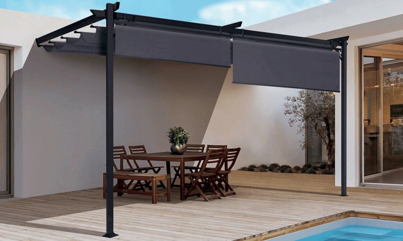 Pergola Tarasowa Hardmaister Ogrodowa Przyścienna Zadaszenie 4x2,7m 4x3 Rolety 1 szt