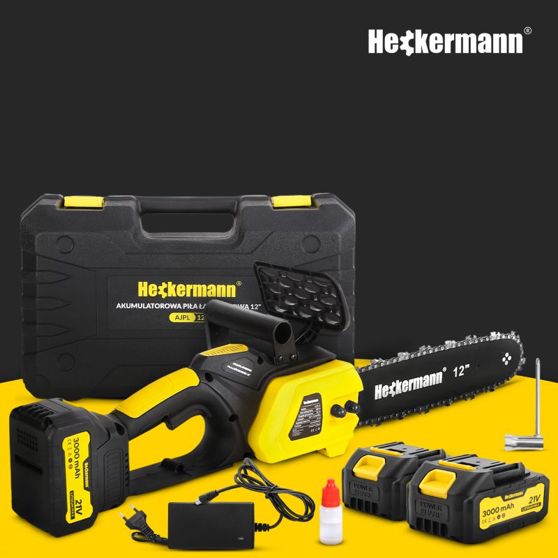 Piła łańcuchowa Heckermann akumulatorowa elektryczna prowadnica 30 cm 2 x 3000 mAh 1szt