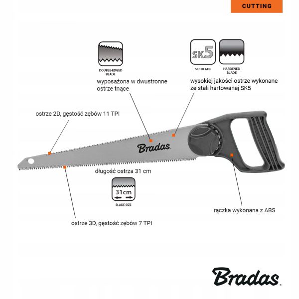 Piła płatnica Bradas V-SERIES 310mm dwustronna 1 szt.