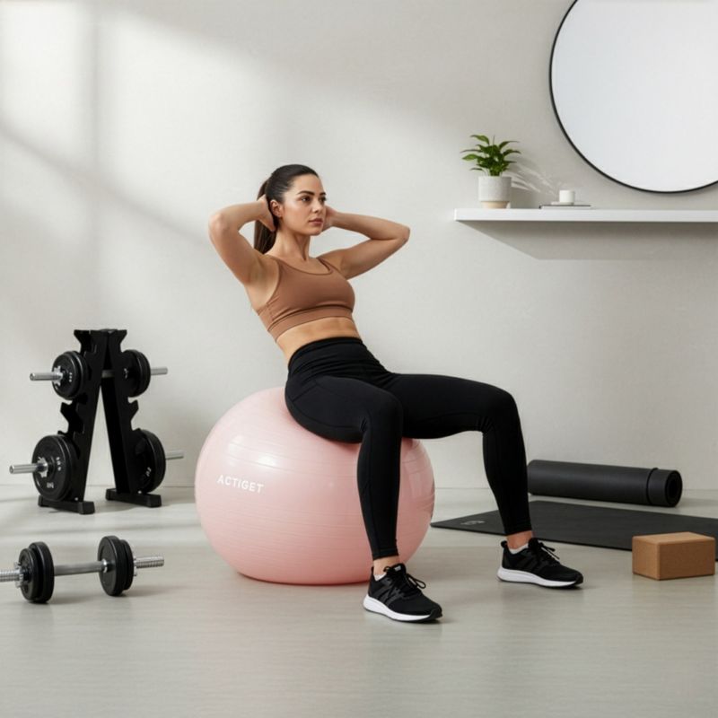 Piłka Actiget 65 cm do ćwiczeń pilates i jogi z pompką, gimnastyczna, pudrowy róż 1 szt.