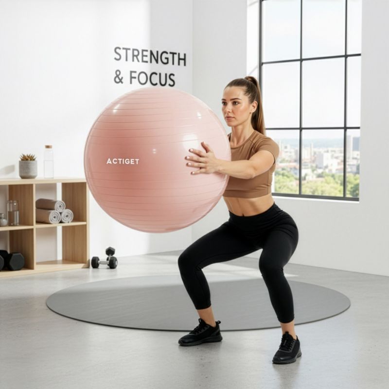 Piłka Actiget 65 cm do ćwiczeń pilates i jogi z pompką, gimnastyczna, pudrowy róż 1 szt.