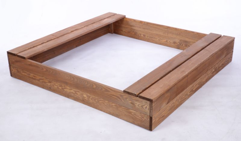 Piaskownica drewniana MODO24 z ławeczkami z agrowłókniną 120 x 117 cm impregnacja brązowa 1 szt.