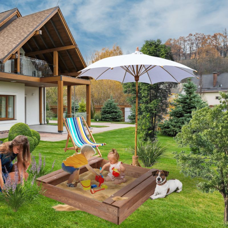 Piaskownica drewniana MODO24 z ławeczkami z agrowłókniną 120 x 117 cm impregnacja brązowa 1 szt.