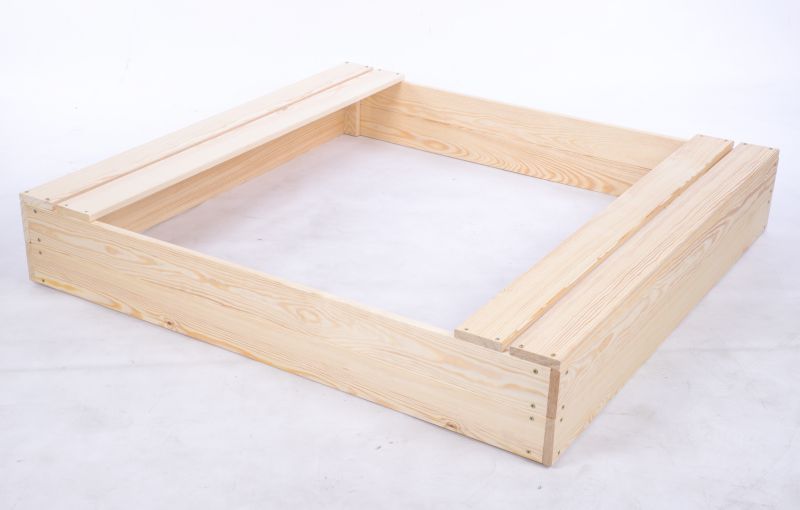 Piaskownica drewniana MODO24 z ławeczkami z agrowłókniną 120 x 117 cm naturalne drewno 1 szt.