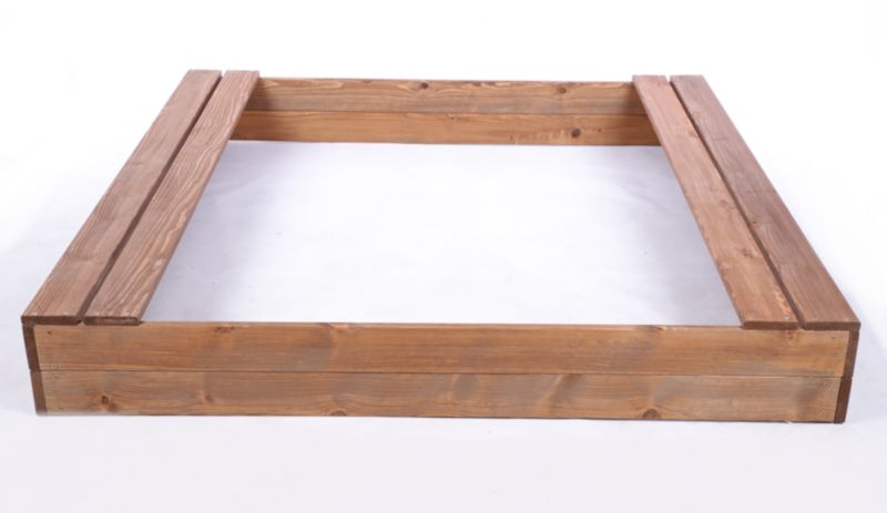 Piaskownica drewniana MODO24 z ławeczkami z agrowłókniną 140 x 137 cm impregnacja brązowa 1 szt.