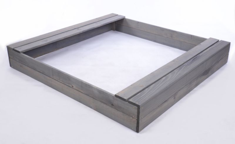 Piaskownica drewniana MODO24 z ławeczkami z agrowłókniną 140 x 137 cm impregnacja szara 1 szt.