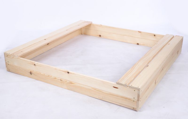 Piaskownica drewniana MODO24 z ławeczkami z agrowłókniną 140 x 137 cm naturalne drewno 1 szt.