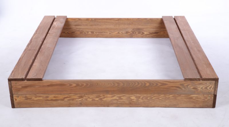 Piaskownica drewniana MODO24 z ławeczkami z plandeką 120 x 117 cm impregnacja brązowa 1 szt.