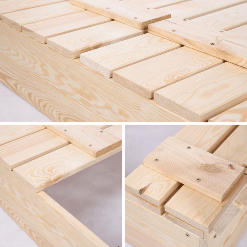 Piaskownica drewniana MODO24 z ławeczkami z plandeką 120 x 117 cm naturalne drewno 1 szt.