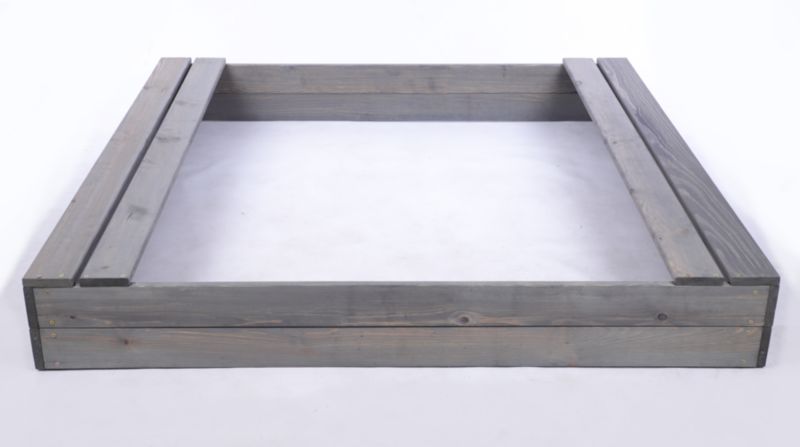 Piaskownica drewniana MODO24 z ławeczkami z plandeką 140 x 137 cm impregnacja szara 1 szt.