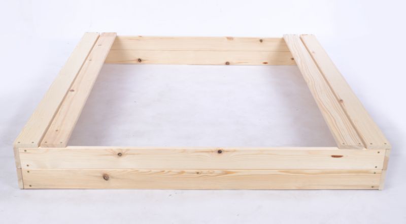 Piaskownica drewniana MODO24 z ławeczkami z plandeką 140 x 137 cm naturalne drewno 1 szt.