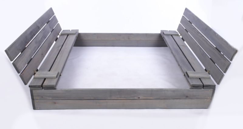 Piaskownica drewniana MODO24 z ławeczkami z pokrywą i agrowłókniną 140 x 137 cm impregnacja szara 1 szt.