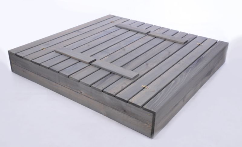 Piaskownica drewniana MODO24 z ławeczkami z pokrywą i agrowłókniną 140 x 137 cm impregnacja szara 1 szt.