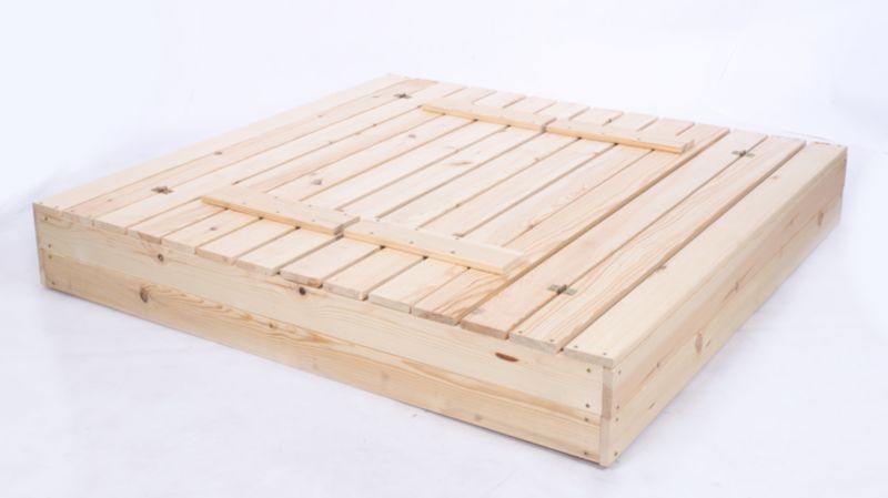 Piaskownica drewniana MODO24 z ławeczkami z pokrywą i agrowłókniną 140 x 137 cm naturalne drewno 1 szt.