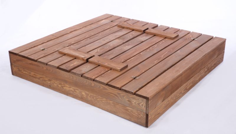 Piaskownica drewniana MODO24 z ławeczkami z pokrywą i plandeką 120 x 117 cm impregnacja brązowa 1 szt.