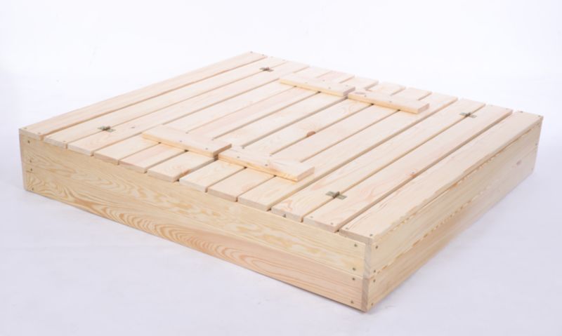Piaskownica drewniana MODO24 z ławeczkami z pokrywą i plandeką 120 x 117 cm naturalne drewno 1 szt.