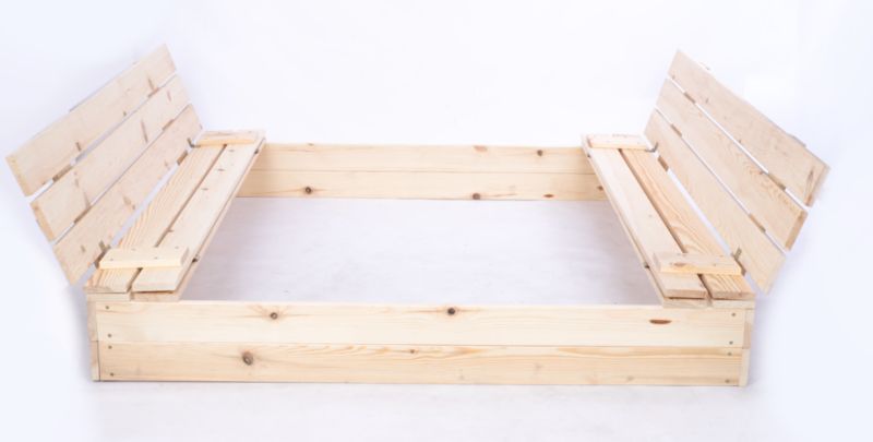 Piaskownica drewniana MODO24 z ławeczkami z pokrywą i plandeką 140 x 137 cm naturalne drewno 1 szt.