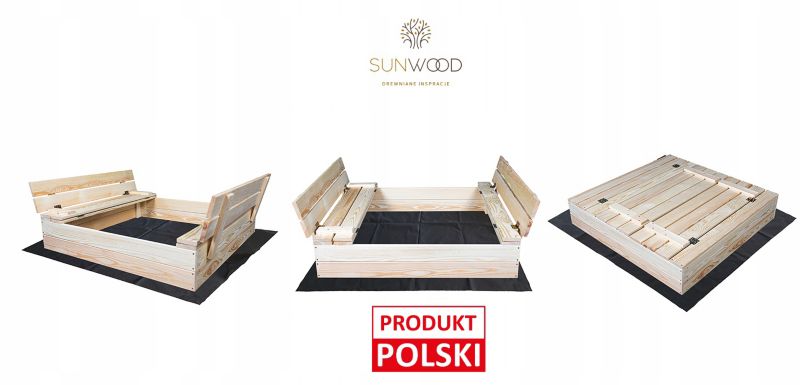 PIASKOWNICA Drewniana Zamykana z Ławkami od Producenta 100cm